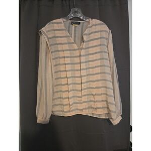 Sophisticates by Jonathan Martin Pink Stripe Pleated V Neck,‎ Women's 14 Blouse